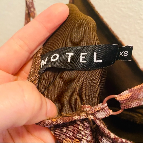 Motel Tintin Dress Brown Floral Garden Mini Slip XS - Picture 11 of 12